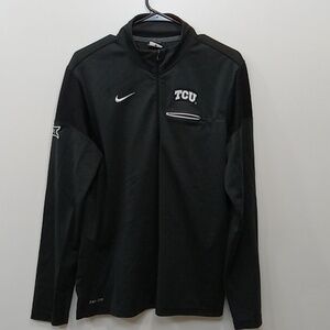 Nike Dri-Fit Full Zip Track Jacket TCU Horned Frogs Men's Sz Med Black EUC NICE!